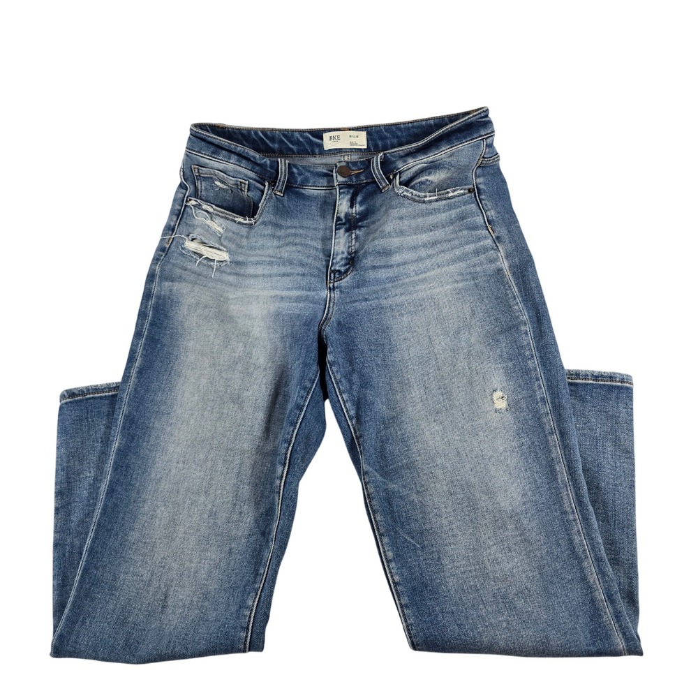 BKE Billie High Rise Cropped Straight Leg Distressed Jeans Blue Women 32x28